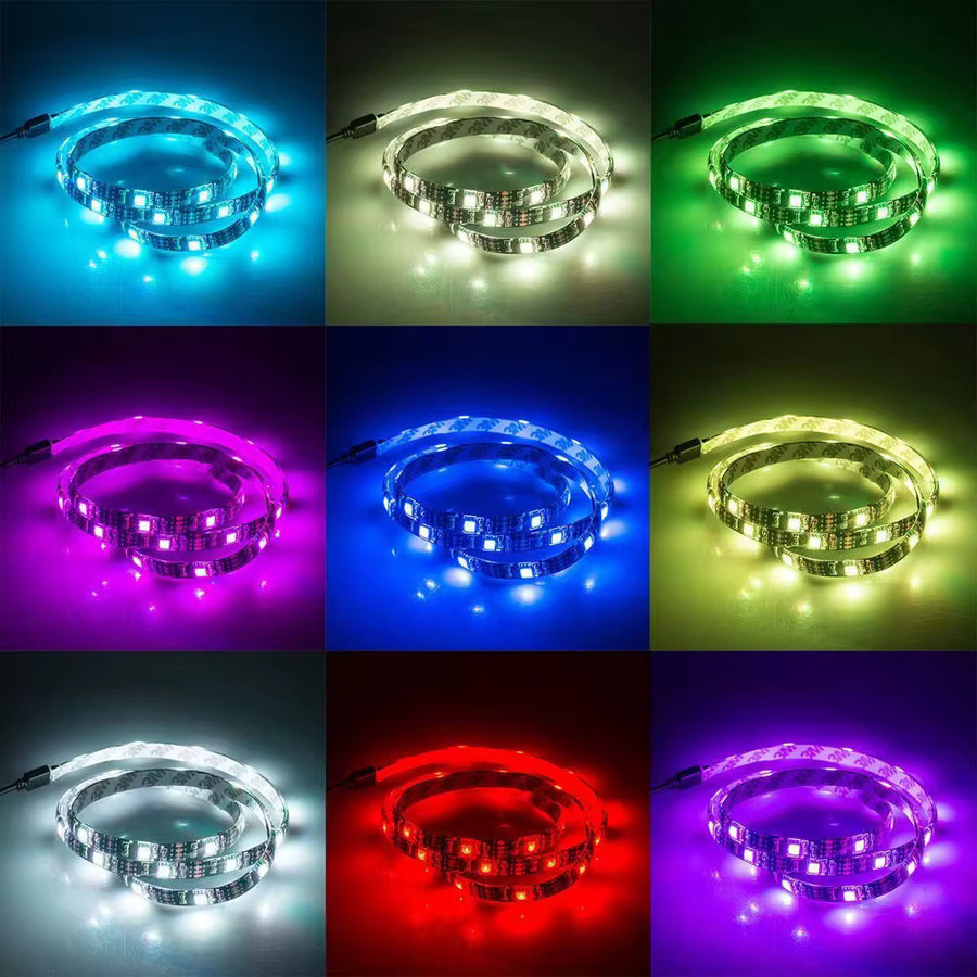 Teopek RGB LED-Streifen 5m mit 5050 SMD LEDs, DC 5V, 4-Pin-Stecker für TV-Hintergrundbeleuchtung, Multicolour, Weiße/Schwarze Leiterplatte - Bild 4