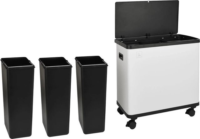 SVITA SR3X18 Sensor-Mülleimer mit Mülltrennsystem und 3 Fächern, Weiß, Volumen: 54 l - Bild 1