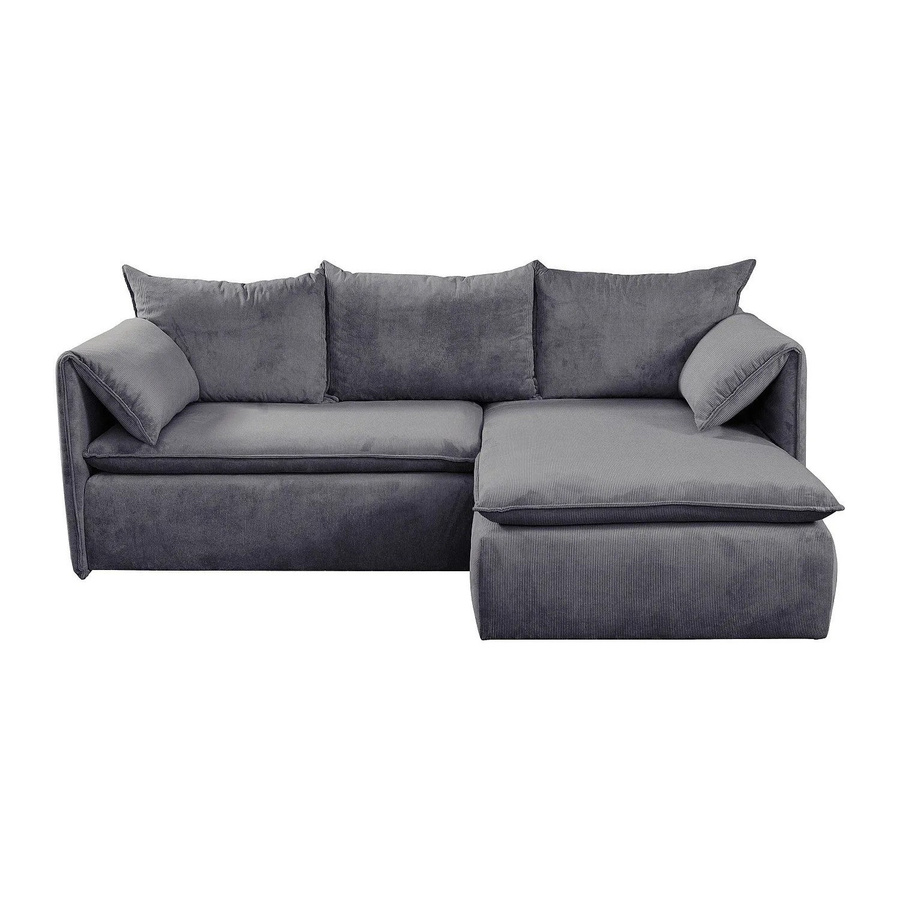 Vente-unique Schlafsofa Teodora in Blau mit Cord-Bezug und L-Form, Breite: 230 cm - Bild 2