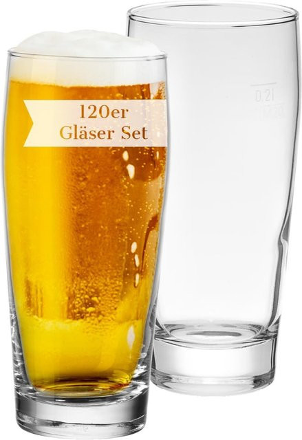 Van Well Willi Becher aus Glas, transparent, geeicht, 120er Set, 0,2 l - Bild 1