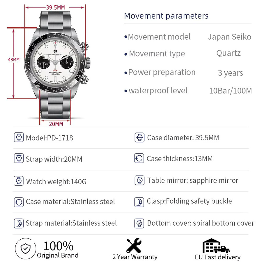 PAGANI DESIGN Chronograph, Quarz, Edelstahl, Saphirglas, Herren - Bild 6
