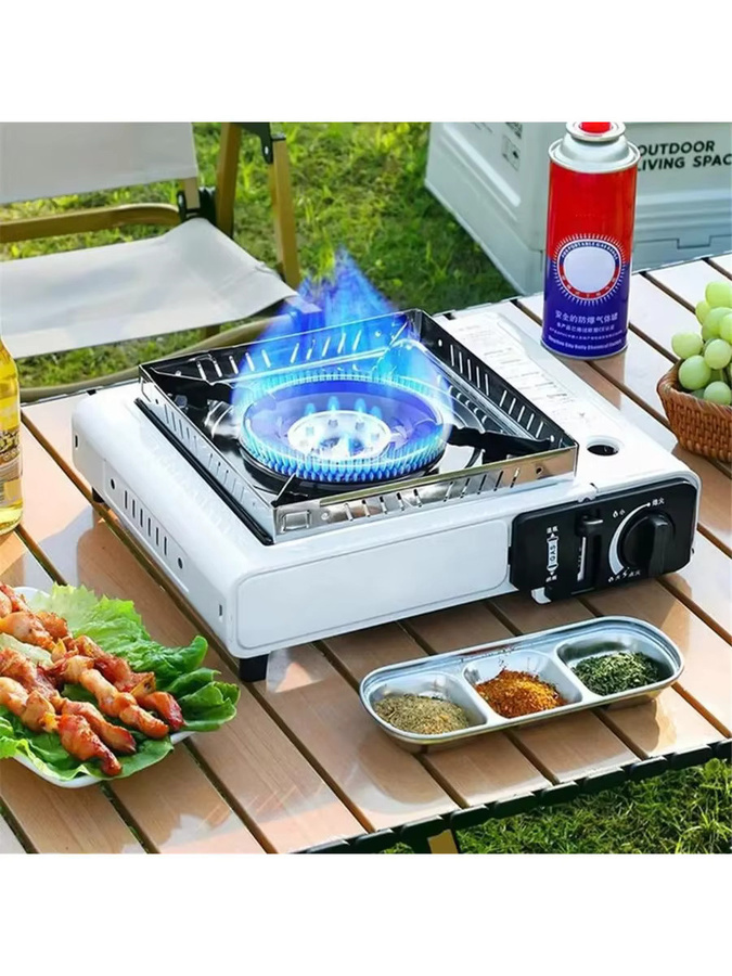 FEB.WIND Tragbarer Gasgrill und Campingherd in Weiß für Outdoor und Picknick - Bild 7