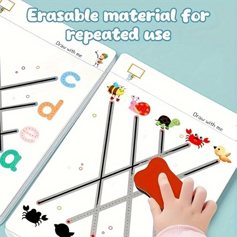 Wiederverwendbares Handschrift-Übungsbuch für Kinder von Fancy Homeware mit Zahlen zum Lernen der Feinmotorik und Schreibtraining, 32 Seiten, Mehrfarbig - Bild 3