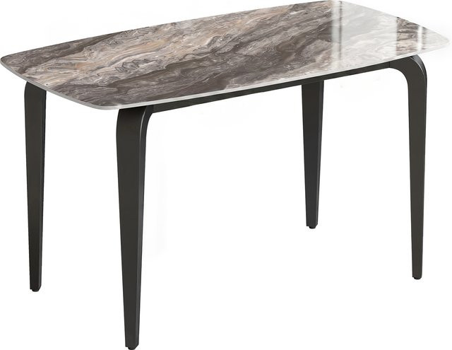 HOMCOM Esstisch für 4 Personen mit Sintersteinplatte und Metallbeinen, Braun, B/T/H: 130 x 70 x 75 cm - Bild 1