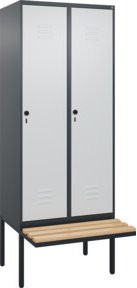 C+P Spind Classic PLUS Garderobenschrank mit Sitzbank, 2 Abteile, Sicherheits-Drehriegel und 4 Garderobenhaken, B/T/H: 212 x 80 x 81,5 cm - Bild 1
