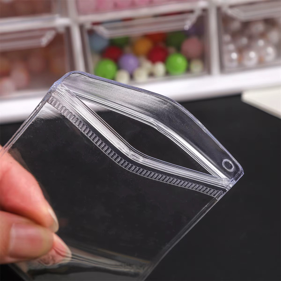 20er Set transparente PVC Reißverschlussbeutel mit Seitenloch als Staubschutz und Schmuck-Organizer - Bild 3