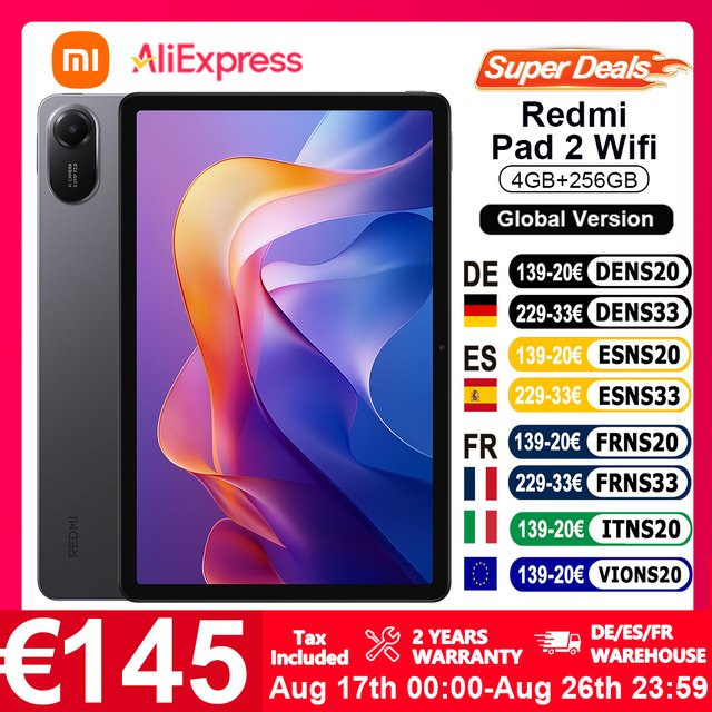 Xiaomi Redmi Pad 2 WiFi Tablet 11 Zoll 90Hz Helio G100-Ultra 2TB erweiterbarer Speicher 9000mAh Akku Grau - Bild 1