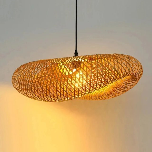 Claeted LED Hängelampe aus handgewebtem Bambus und Rattan im Vintage Boho Design, Braun/Schwarz - Bild 1