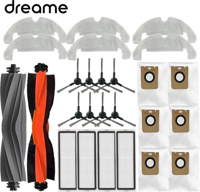 Dreame Bot D10s Plus und D9 Plus Zubehör-Set mit Hauptseitenbürsten, Mopptüchern, HEPA-Filtern und Staubbeuteln aus Kunststoff - Bild 1