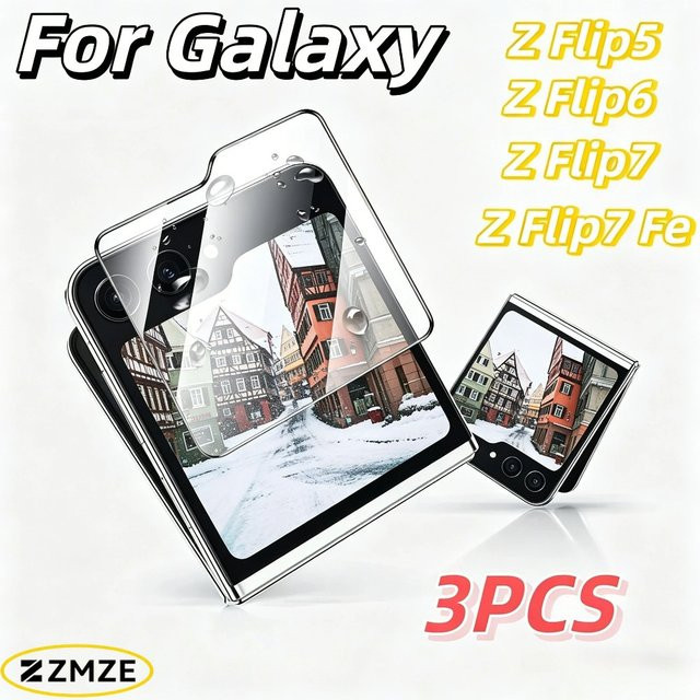 3er-Pack Samsung Galaxy Z Flip 5/6/7/7 FE Schutzglas für das Außendisplay, transparentes HD gehärtetes Glas mit Anti-Kratz-Schutz - Bild 1