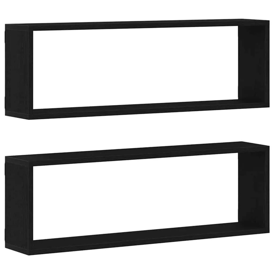 vidaXL Wandregale Set 2 Stück in Schwarz und Eichen-Optik, B/T/H: 80 x 15 x 26 cm - Bild 2