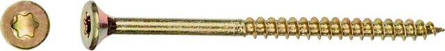 LUX-TOOLS Senkkopf Spanplattenschraube mit TX-Antrieb, verzinkt, Gold, Durchmesser: 5 mm, Länge: 40 mm, 200 Stück - Bild 1