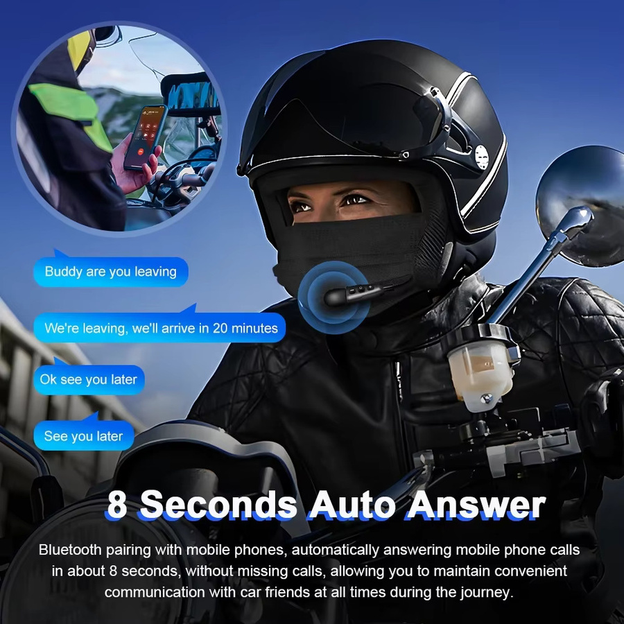 EJEAS E1+ Bluetooth-Motorradhelm-Headset in Schwarz mit Musikplayer, Geräuschunterdrückung und automatischer Anrufannahme - Bild 4