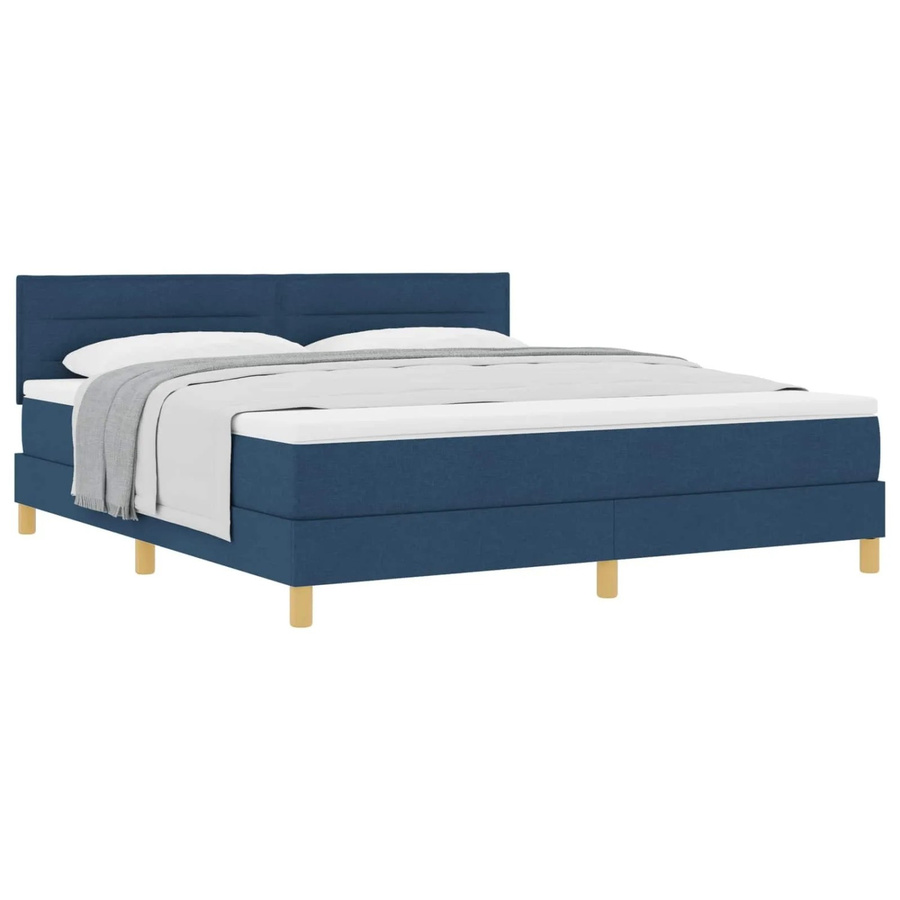 vidaXL Boxspringbett Hybrid mit Matratze und Kopfteil in Blau, B/T/H: 180 x 200 x 280 cm - Bild 2