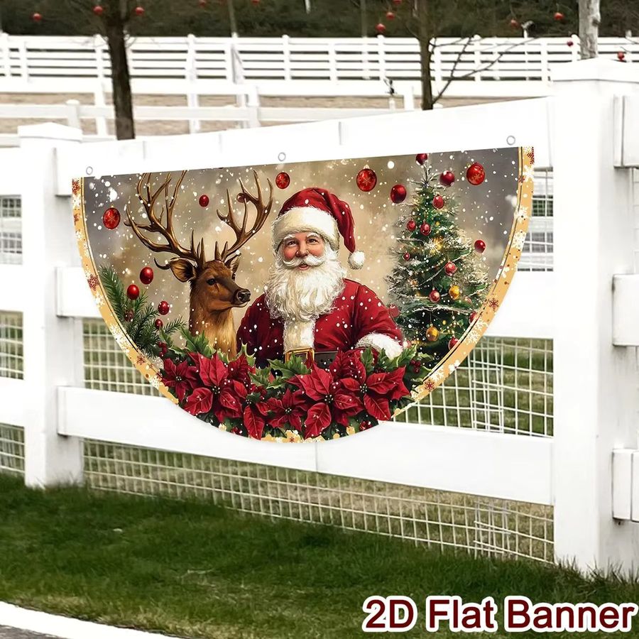 VIKAMA Retro-Weihnachtsfahne in fächerförmiger Form für Außenbereiche und Dekorationen - Bild 2