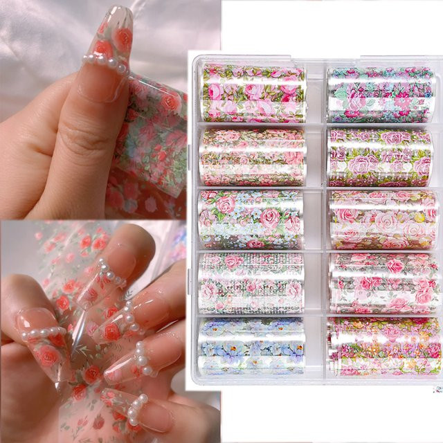 MAFANAILS Nageltransferfolie, Rosen Blumen Design, Holographisch, Glänzend - Bild 1