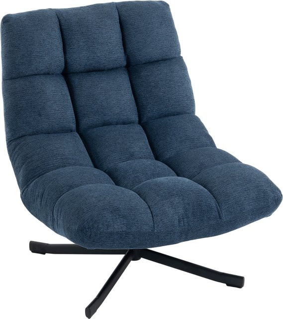 HOMCOM Drehbarer Loungesessel in Dunkelblau mit Chenille-Optik und Stahlbeinen, Armloser Sessel für Wohnzimmer und Schlafzimmer - Bild 1