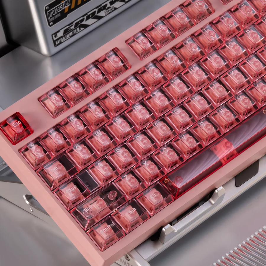 Venit Keys Tastenkappen Kirschprofil in Kristallrosa und Transparent aus PC für mechanische MX-Tastaturen - Bild 2