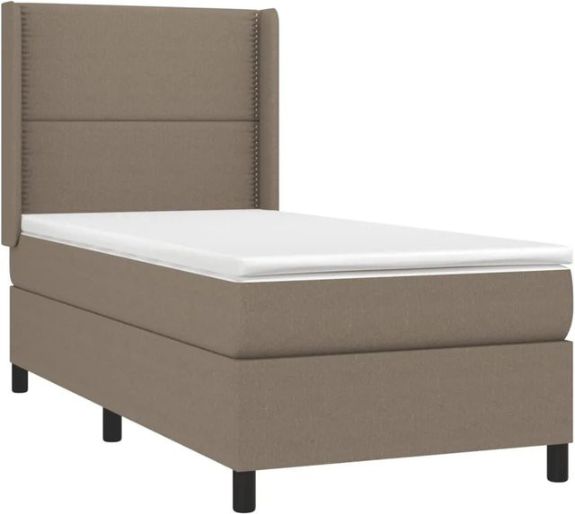 vidaXL Boxspringbett mit Matratze in Beige, Hybrid-Design mit LED-Unterbettbeleuchtung und USB-Anschluss, B/T/H: 90 x 190 x 118 cm - Bild 1
