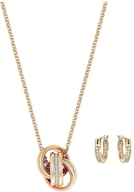 Swarovski Schmuck-Set, Ring, Anhänger, Halskette, Roségold, Damen, Kristall - Bild 1