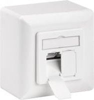 goobay CAT.6 Ethernet LAN Universaldose mit Aufputzmontage-Rahmen in Weiß - Bild 1