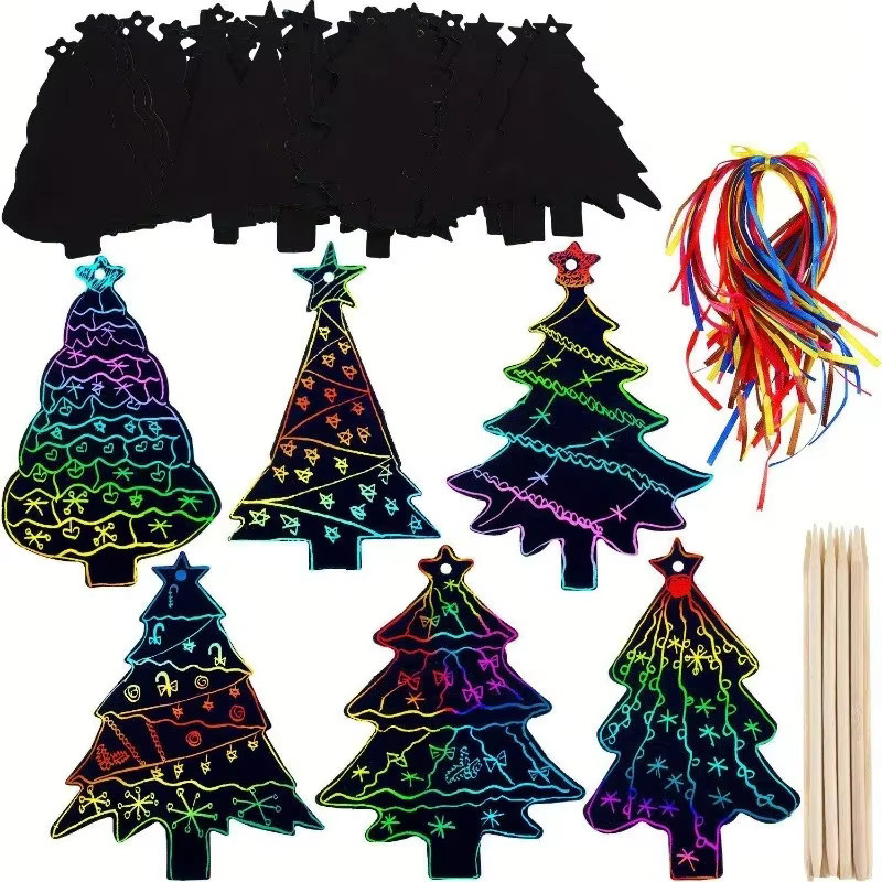 48 Stück DIY Kratzpapier Lesezeichen für Halloween und Weihnachten in Mehrfarbig - Bild 2