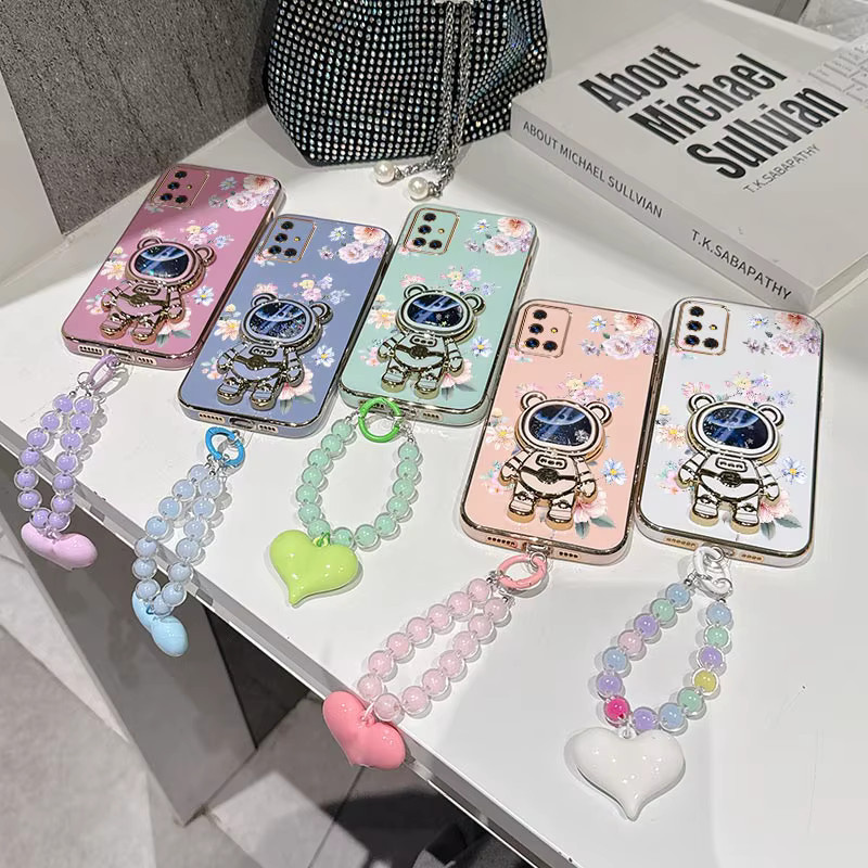 Samsung Handyhülle mit Blumenmuster und Lanyard für A55 A53 A35 A12 A24 A17 A13 A07 A10 A26 A04 A25 A21S A15 in Weiß und Mehrfarbig - Bild 2