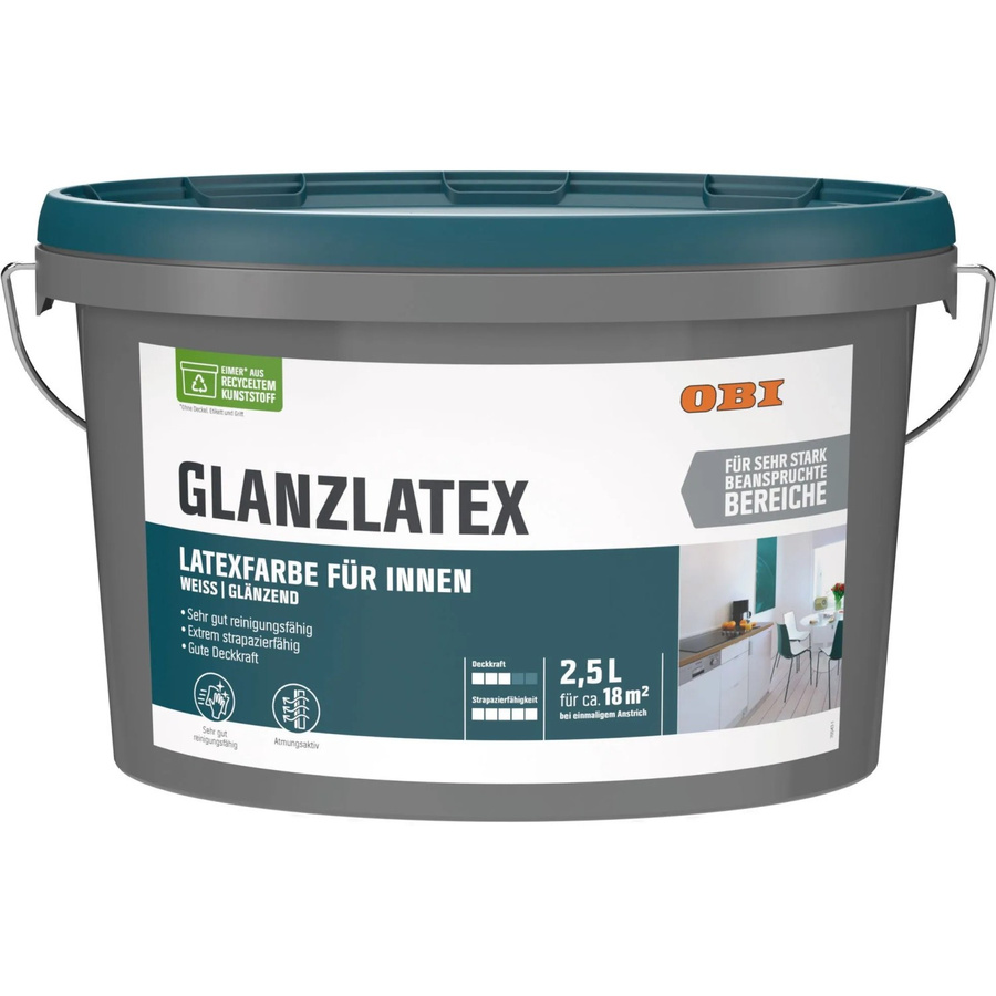 OBI Glanzlatex Weiß glänzend 2,5 l - Bild 2