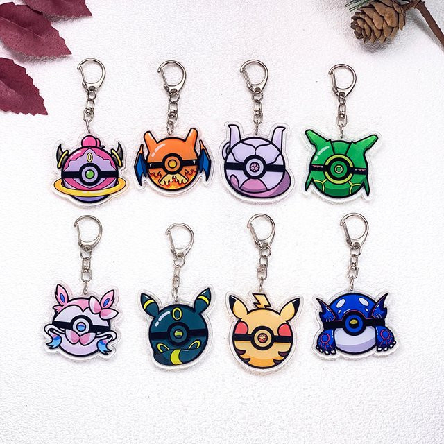 Potdemiel Schlüsselanhänger Acryl, Pokémon Ball Pikachu Jigglypuff Eevee - Bild 1