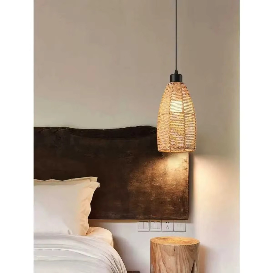JOYINLED Boho Pendelleuchte aus Papier und Rattan in Schwarz für Wohnzimmer und Restaurants - Bild 2