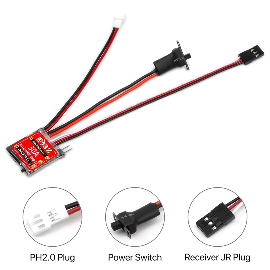 9IMOD RC Brushed ESC 30A Bidirektional mit Drag Brake Schalter, Geschwindigkeitsregler - Bild 3