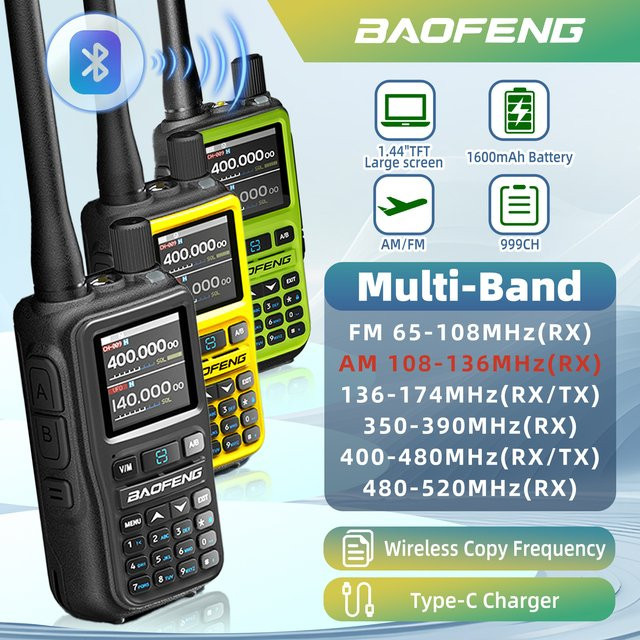 Baofeng UV-5R Mini Walkie Talkie Set mit Bluetooth und USB-C Ladegerät in Schwarz oder Grau - Bild 1