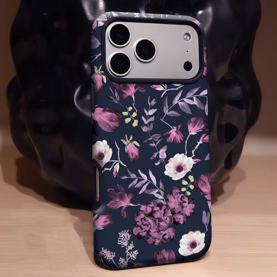 Potdemiel Nocturnal Floral Elegance Handyhülle mit Magnetfunktion für iPhone 17 16 15 14 Pro Max Plus, Double-Layer Tough Case, Multicolour - Bild 3