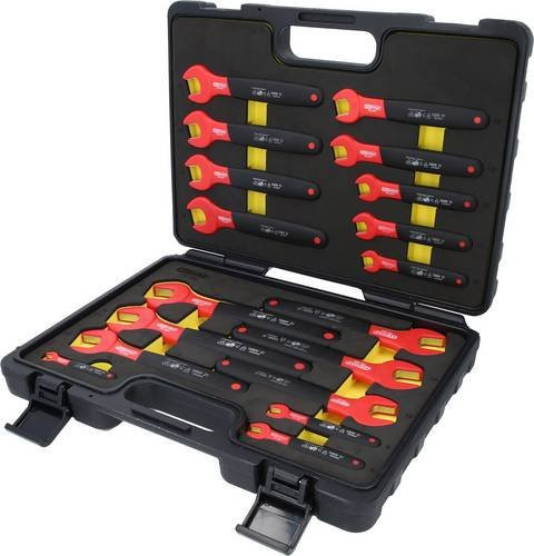 KS Tools Maulschlüssel-Satz mit Schutzisolierung aus Chrome-Vanadium, 18-teilig, rot - Bild 1