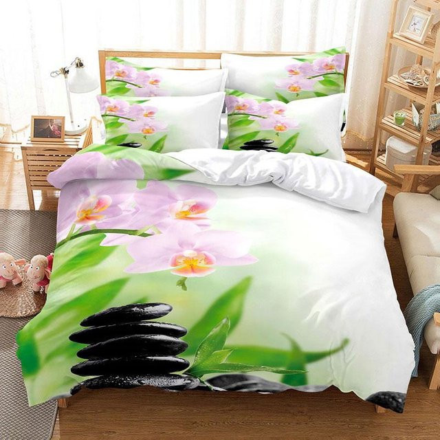 Bettwäsche-Set mit 3D-Blumendruck von Your Warm Home, Mikrofaser, Mehrfarbig, inklusive Bettbezug und Kissenbezug - Bild 1