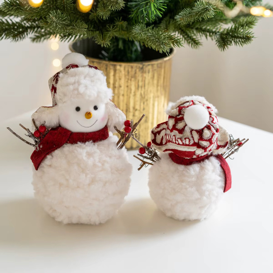 Weihnachts-Schneemann-Puppe, Plüsch gestrickt, Weiß - Bild 2