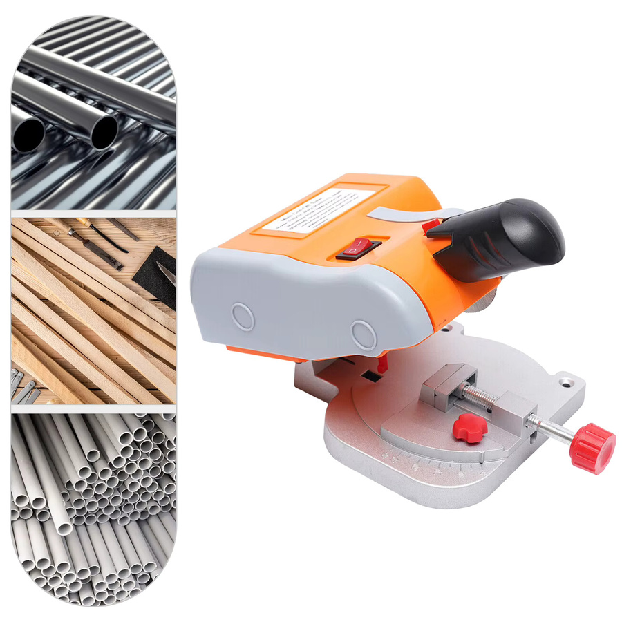 Elektrische Mini-Trennsäge 90W mit 7800 U/min, verstellbarer Schnittwinkel 0-45 Grad für Holz, Kunststoff, Stein und Metall, Gelb-Orange - Bild 3