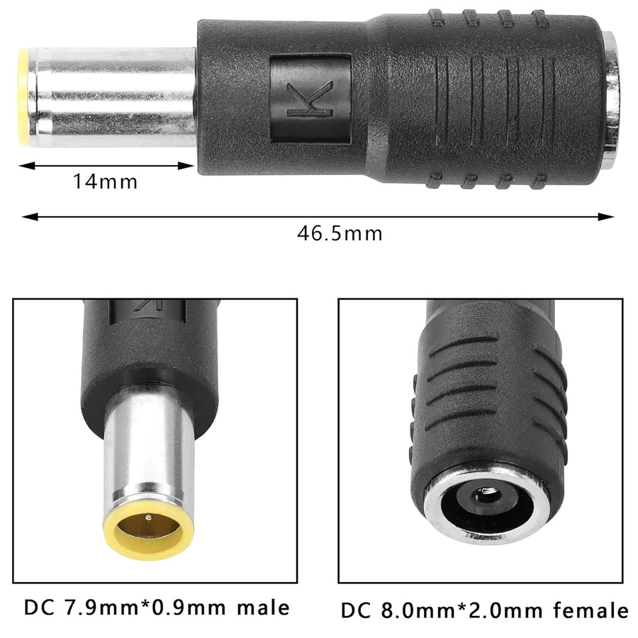 DC 7909 7,9 mm auf DC 8020 Buchsenadapter in Schwarz für Solarpanels und Powerstations - Bild 3