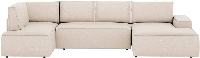 Vente-unique Schlafsofa Amelia in Beige mit L-Form und Schlaffunktion - Bild 1