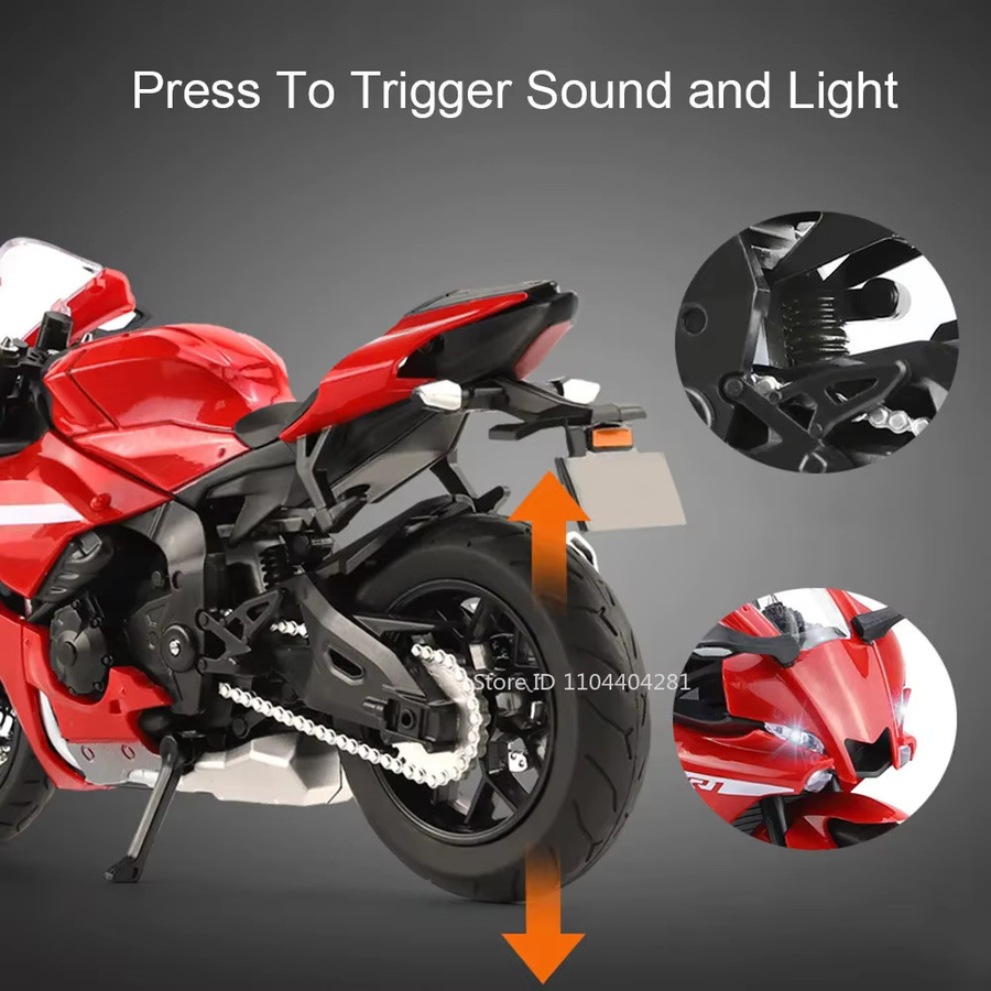 MAKEDA R1 RRS1000 Motorrad Modell, Diecast, 1:12, Metall, Gummi - Bild 2