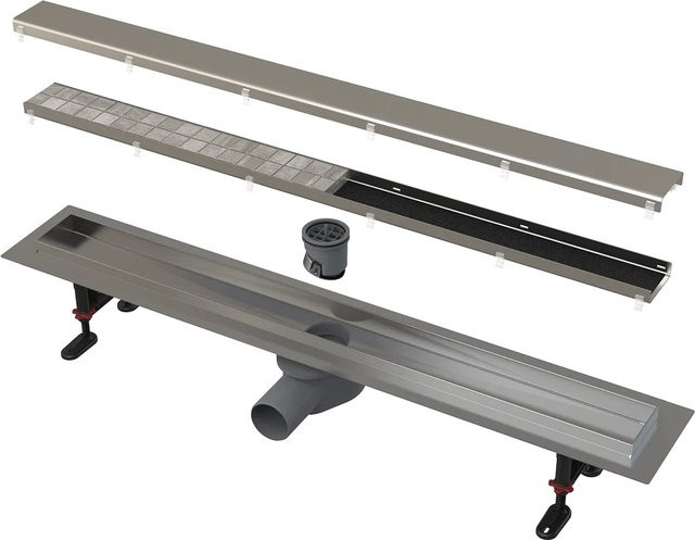 Alcadrain APZ13 DOUBLE Duschrinne doppelseitig in Silber, Länge: 65 cm - Bild 1
