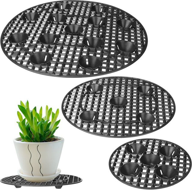 Schwarzer Pflanzenständer mit Untertasse für Terrasse und Deck, Höhe: 20 cm, 30 cm oder 40 cm - Bild 1