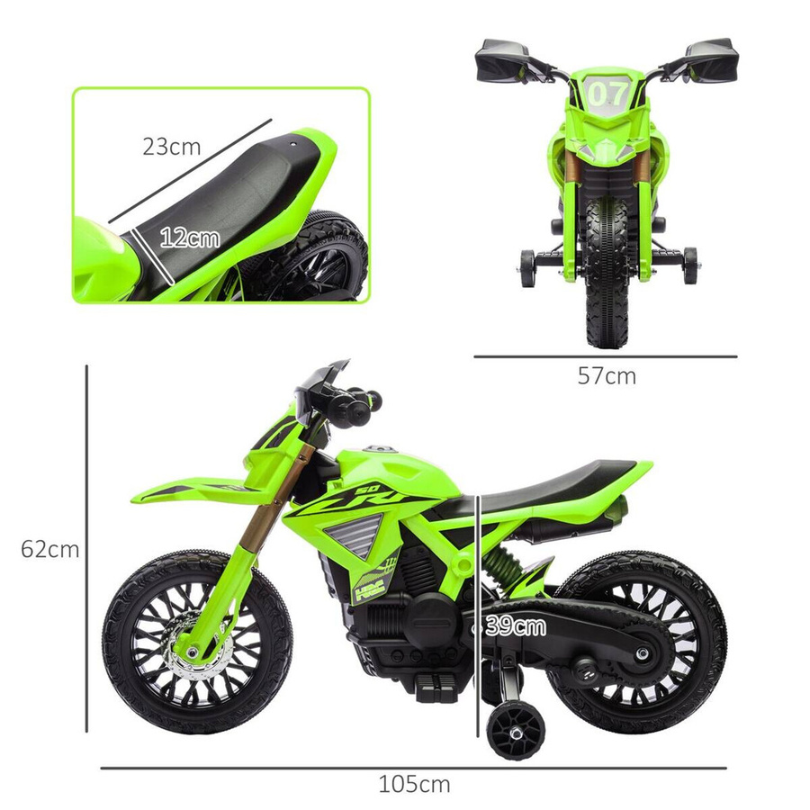 AIYAPLAY Kinder Elektro-Motorrad mit Stützrädern, Grün, ab 3 Jahren - Bild 3