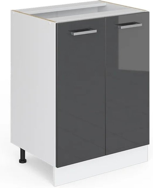 Vicco Küchenunterschrank R-Line in Anthrazit Hochglanz und Weiß, Breite: 60 cm, Höhe: 81,6 cm, Tiefe: 46 cm - Bild 1