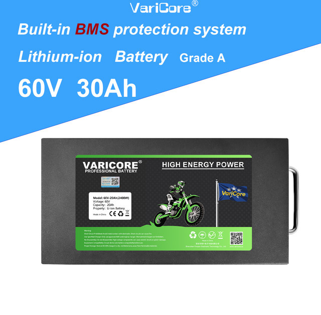 Varicore 18650 Lithium-Ionen-Batterie 60V 30Ah in Schwarz für CityCoco Elektroroller und Elektromotorräder mit 500W-2400W - Bild 1