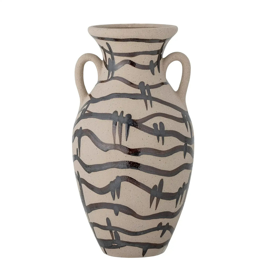 Bloomingville Vase Ohana aus Steingut in Schwarz mit abstraktem Design, Höhe: 31 cm - Bild 1