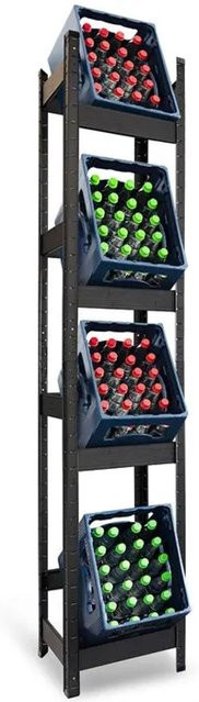 KARAT Flaschenkastenständer Osaka Getränkekistenregal für 4 Kästen, Schwarz, Metall, Höhe: 200 cm, Breite: 40 cm, Tiefe: 30 cm - Bild 1