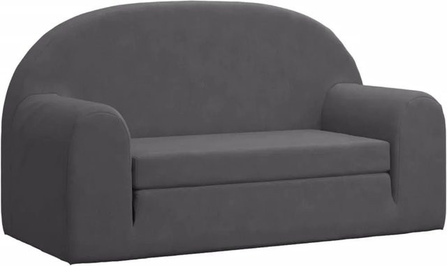 vidaXL Kinder-Schlafsofa 2-Sitzer aus weichem Plüsch in Anthrazit, B/T/H: 84 x 45 x 34 cm - Bild 1