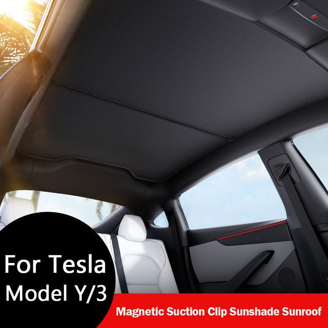MIYOKAKING Magnetischer Saugclip 2026 für Tesla Model Y Juniper und Model 3 Highland Sonnenschutz Wabensonnenschutz in Schwarz - Bild 1