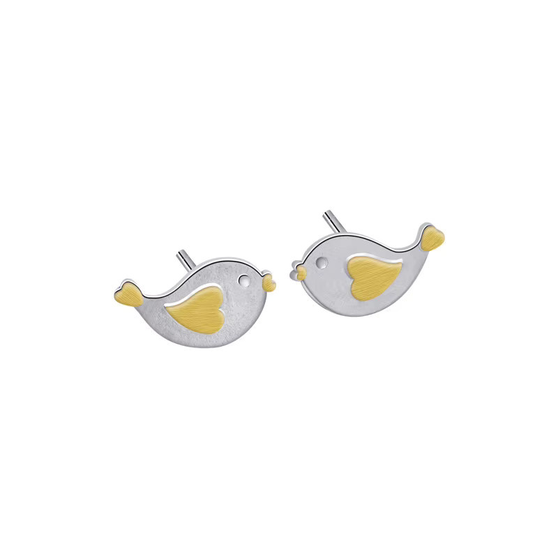 GaGa-Duck Ohrstecker, 925 Silber, Vogel-Herzförmig, Unisex - Bild 4